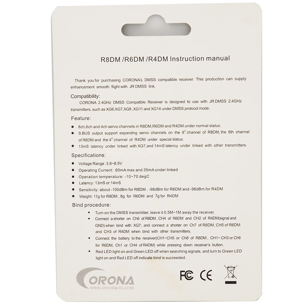 كورونا R4DM-SB 2.4G JR أنظمة إدارة الوجهات السياحية متوافق استقبال w/الهيكل الإداري لعمليات ل XG6 XG7 XG8 XG11 XG14 الارسال