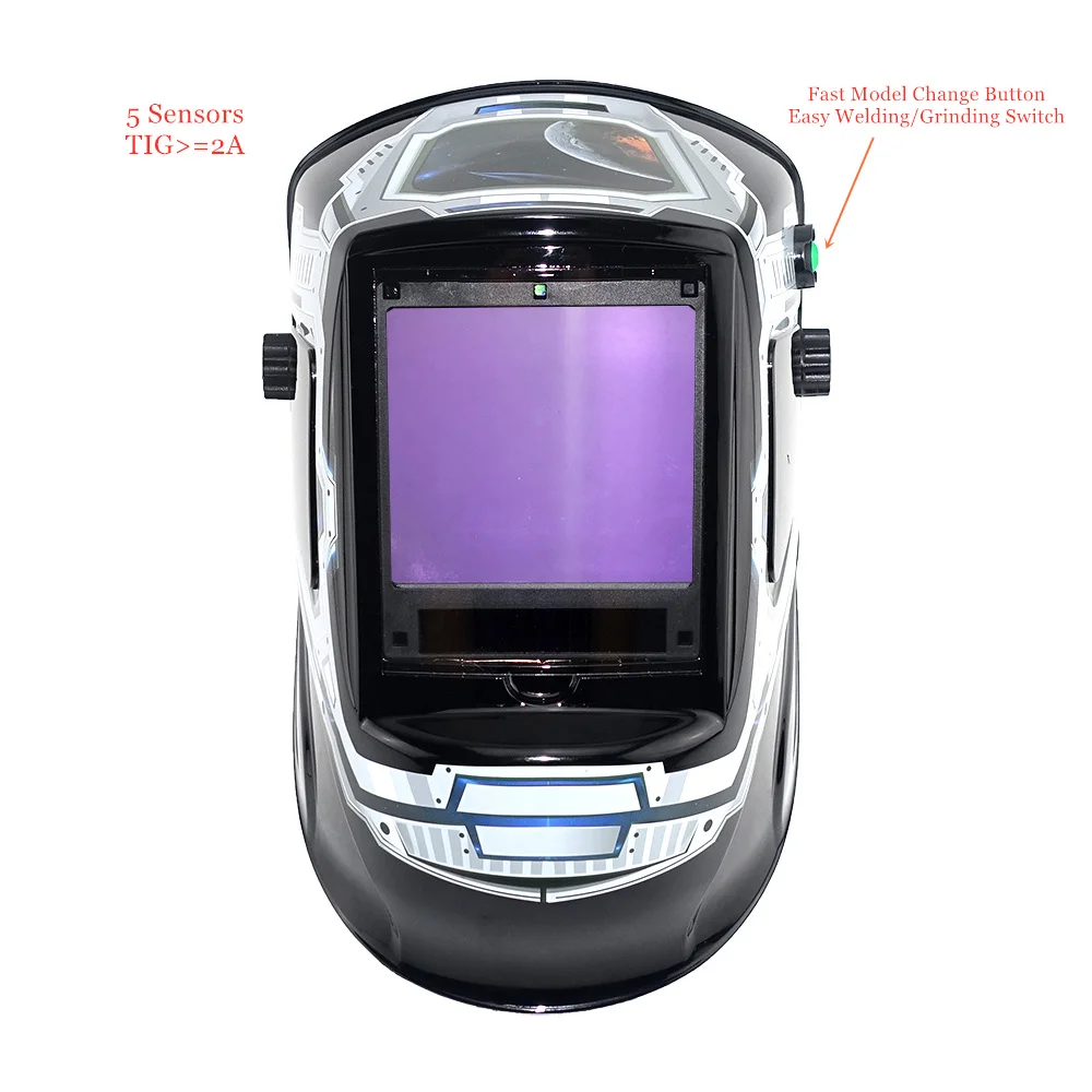 Professional Auto Darkening Welding Mask 3 View Ture Color 100x93mm DIN 4-13 Optical 1111 5 Sensors EN379 Welding Helmet