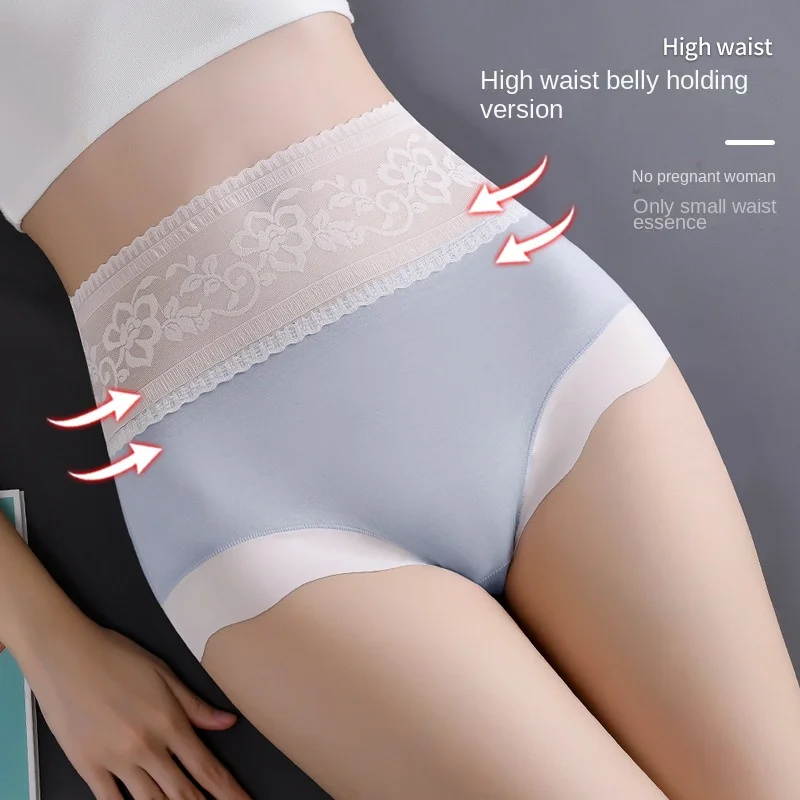 New High Waist Modal Size Ladies Panties Lace Edge Sexy Cotton Crotch Hip Sexy Briefs Contrast Color