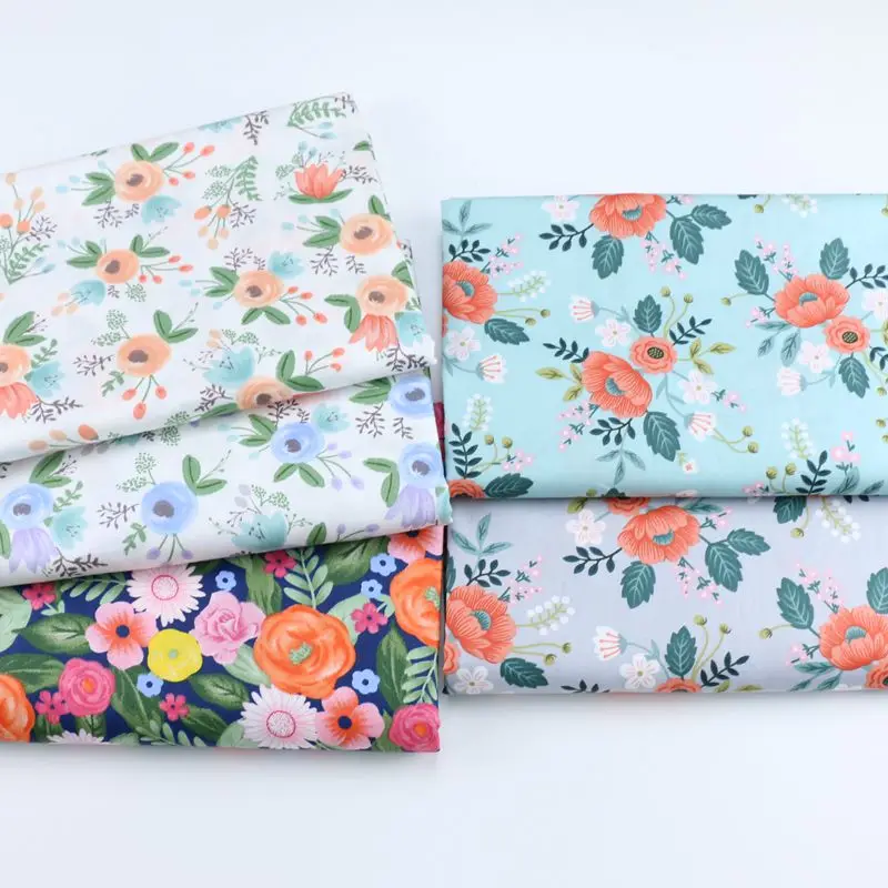 160x50cm Style Idyllic Flower Twill Cotton Sewing Print Fabric, Making Home Decoration Bedding Set Cloth