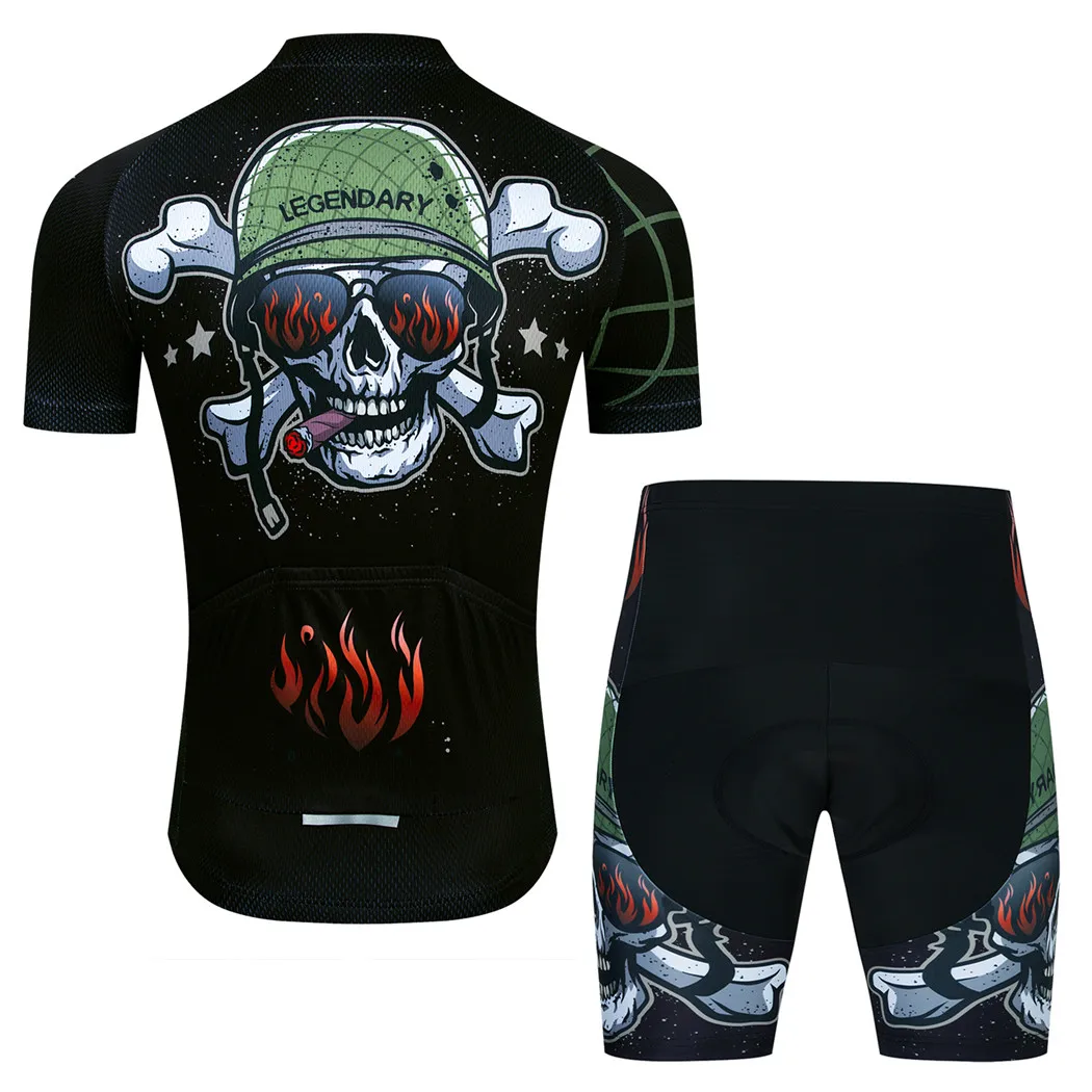 Weimostar Skull Cycling Clothing Suit Men Short Sleeve Cycling Jersey Sets Quick Dry Bicycle Clothes Road Mountain Bike Clothing