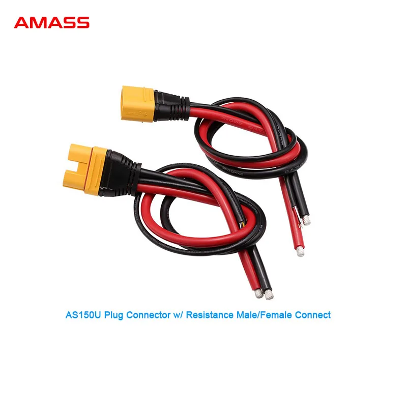 Amass AS150U 70A Copper Plated Male/Female Plug Connector Resistance Adapter Cable For RC Racing Drone FPV Model Spare Part