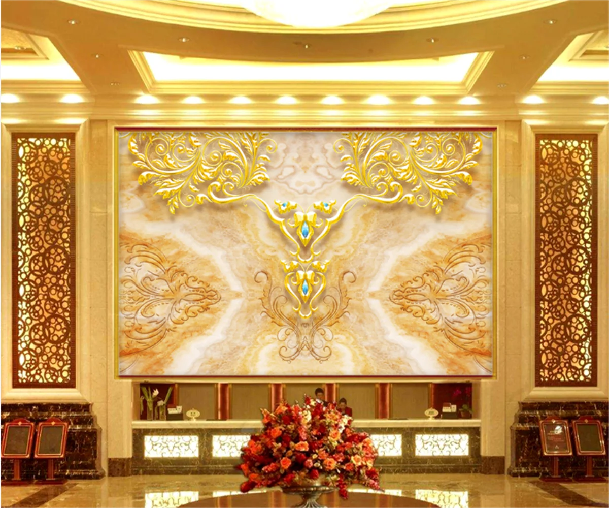 

Customized European and American marble palace pattern luxury villa background wallpaper hotel decoration luxury wallpaper