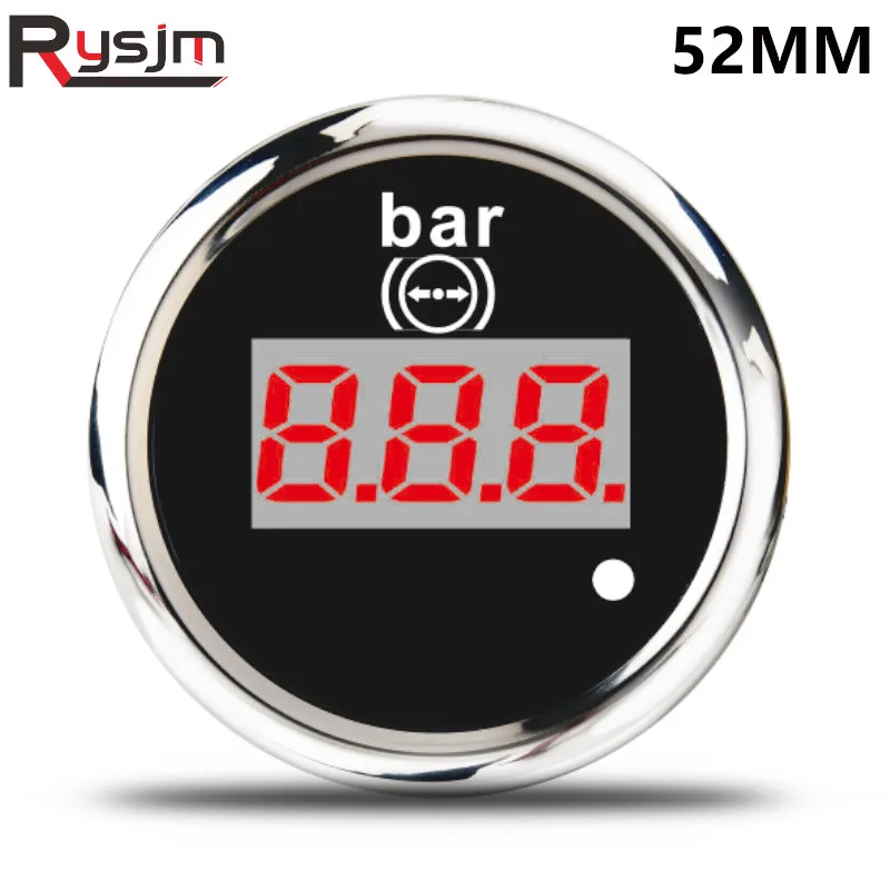 52mm Digital Air Pressure Gauge 0-10 Bar Waterproof Marine car air pressure meter for auto truck RV yacht 12V 24V With Alarm