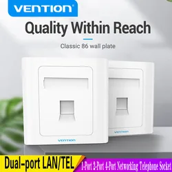 Vention Network 1Port Faceplate Wall Outlets Ethernet wall plate 2Port 4Port Modular Wallplate Suitable For 80x80mm Bottom Box