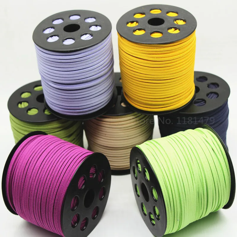 40 colors100yards/roll 27mmx1.5mm가짜 스웨이드 코드 로프스레드/팔찌용 와이어 diy 쥬얼리 결과 및 구성 요소 코드 액세서리