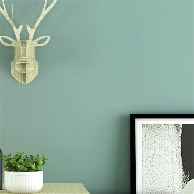 wellyu Blue magnetic color wallpaper Morandi blue gray gray blue Nordic modern minimalist living room TV background wallpaper