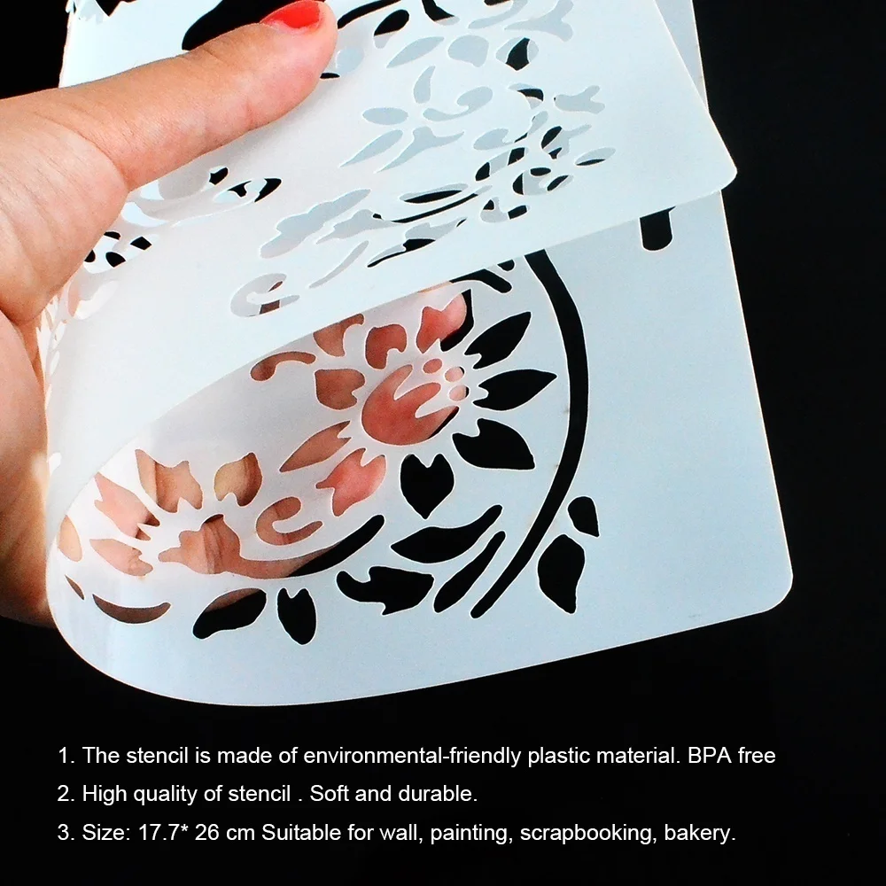 4pcs / set A4 Stamp camera flowers Stencils Painting Coloring Embossing Scrapbook Album Decorative Template