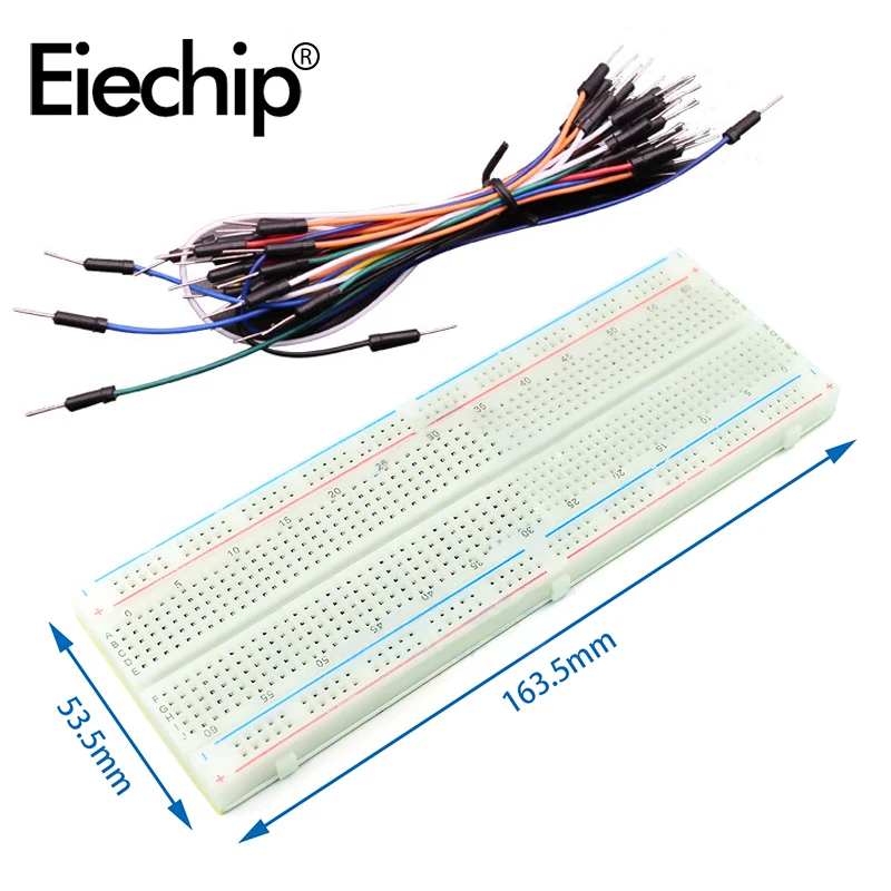 Breadboard Set for DIY Electronics, MB-102 830-hole 400-hole Breadboard Kit with 65pcs Dupont Jumper Wires SYB-170 ZY-204