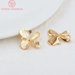 (832)10PCS 15.4x15.5MM 24K Gold Color Plated Brass Flower Charms Pendants High Quality Diy Jewelry Findings Earrings Accessories