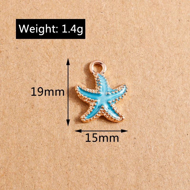 10 teile/los niedlichen Meeres lebewesen Charms für Schmuck machen Emaille Seestern Muschel Charms Anhänger DIY Halskette Ohrringe Geschenk zubehör – Detail 6