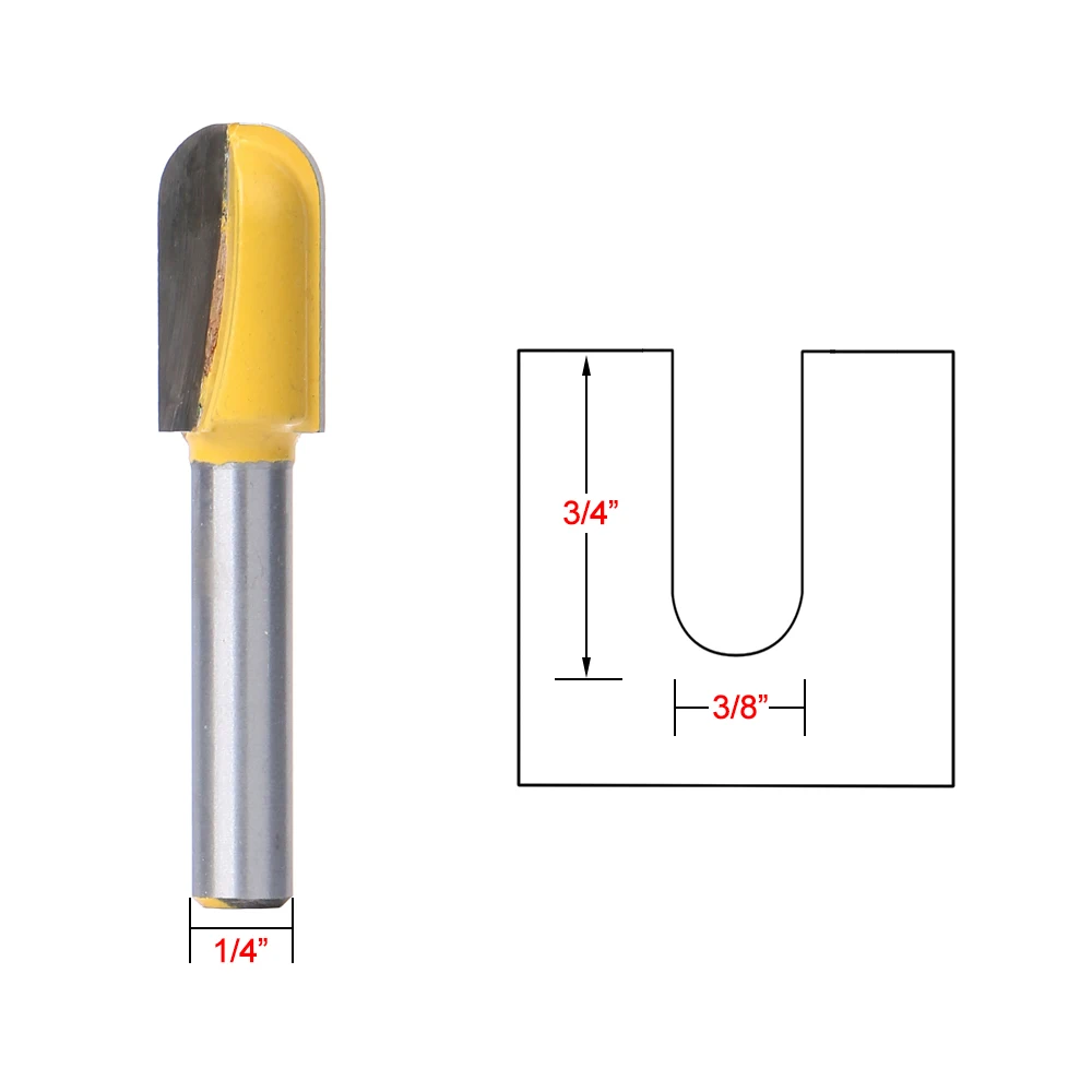 Woodworking Cutting Tool 1/4 Shank Carbide Alloy T-type Core Box Router Bit Long Reach Tenon Milling Cutter For Edge Trimmer