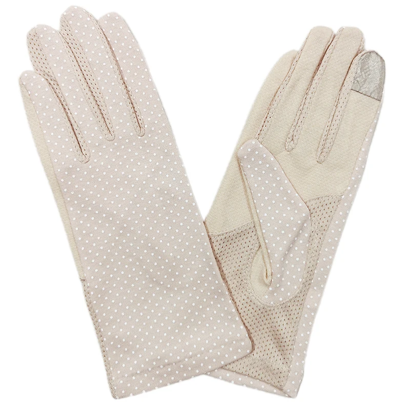 New Fashion Women\'s Summer Cotton Gloves Dot Anti-skid Sun Protection Touch Screen Short Thin Driving Gloves for Women