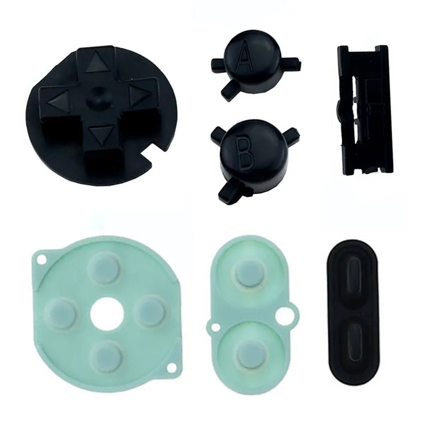 JCD 닌텐도 게임 보이 컬러 실리콘 고무 패드, GBC 전원 켜기 끄기 버튼 AB 버튼 D 패드 전도성 버튼