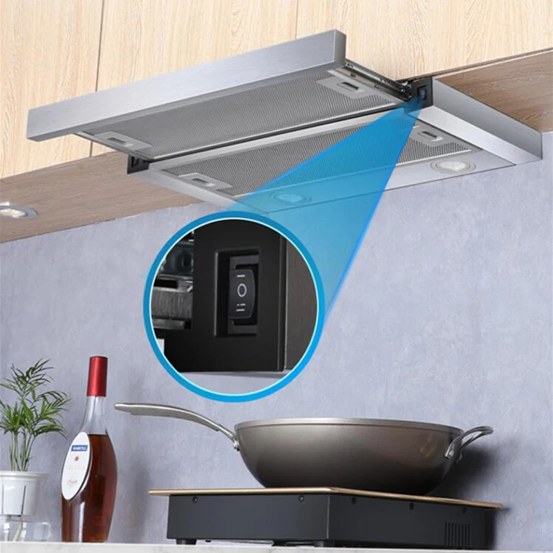 Vali Kéo Phạm Vi Hood Hút Bếp Thoát Khí Hood Nhỏ Hai Động Cơ Nhà Cực Chất Thép Không Gỉ Châu Âu phong Cách Phạm Vi Hood
