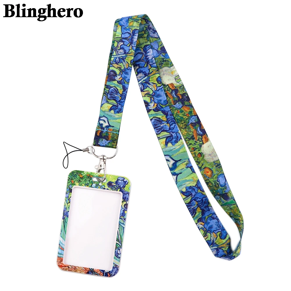 Van Gogh oil painting Lanyard Credit Card ID Holder Bag Student Women Bank Bus Business Card Cover Badge