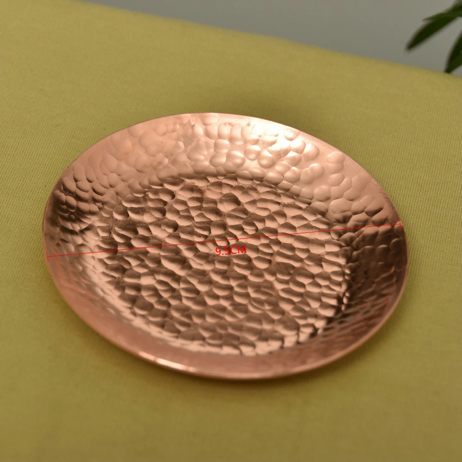 1PCS Handmade Thickened Pure Copper Water Tea Wine Coffee Cup Set With Cup Tray