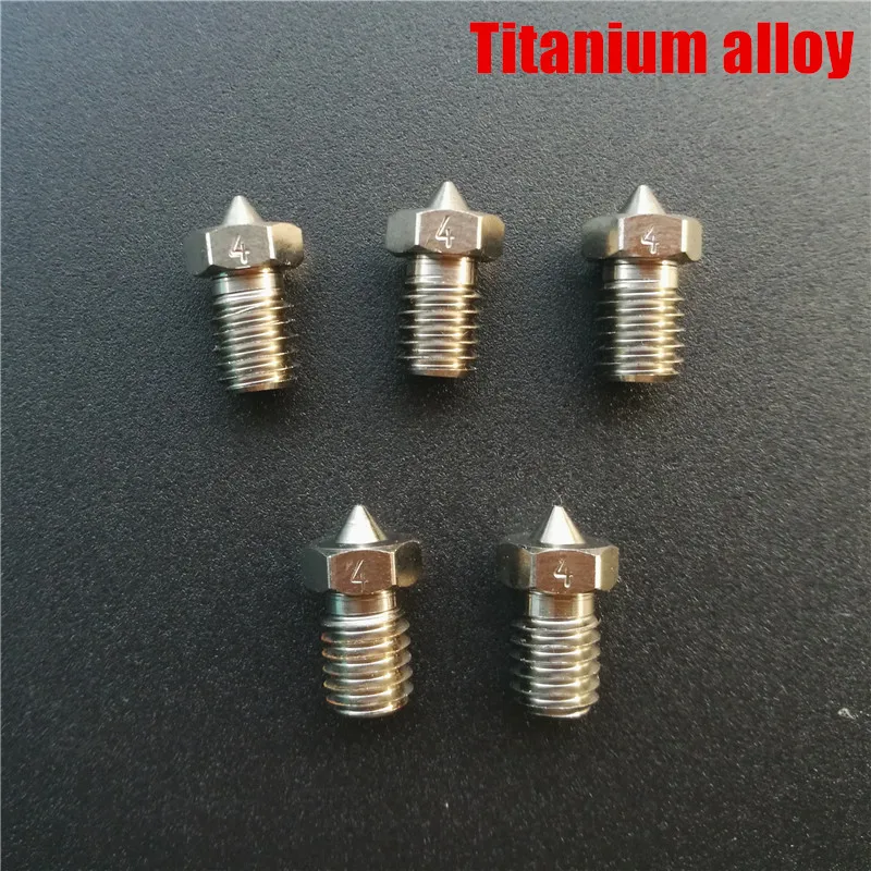 

5pcs Prusa I3 MK3 0.4mm V6 V5 Titanium alloy nozzle 1.75mm TC4 Hardened high temperature nozzle for anycubic 3D printer parts