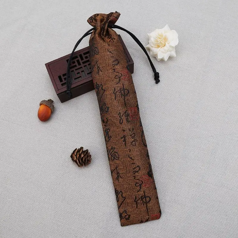 Chinese Calligraphy Style Decorative Folding Hand Fan Bag Dustproof Holder Protector Pouch Case Cover Gifts