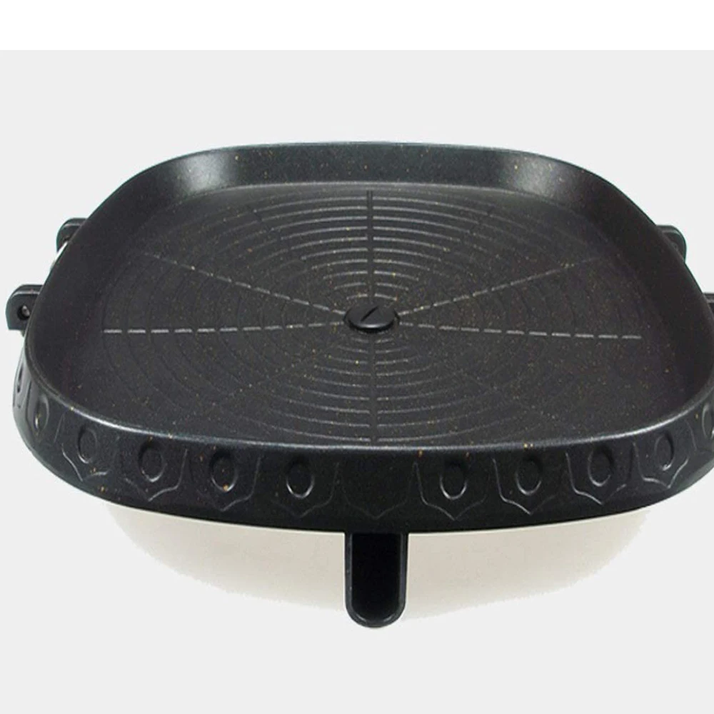 Korean BBQ Grill Pan Square Double Layered Thickened Non-stick Smokeless Barbecue Stovetop Plate For Indoor Outdoor Grilling