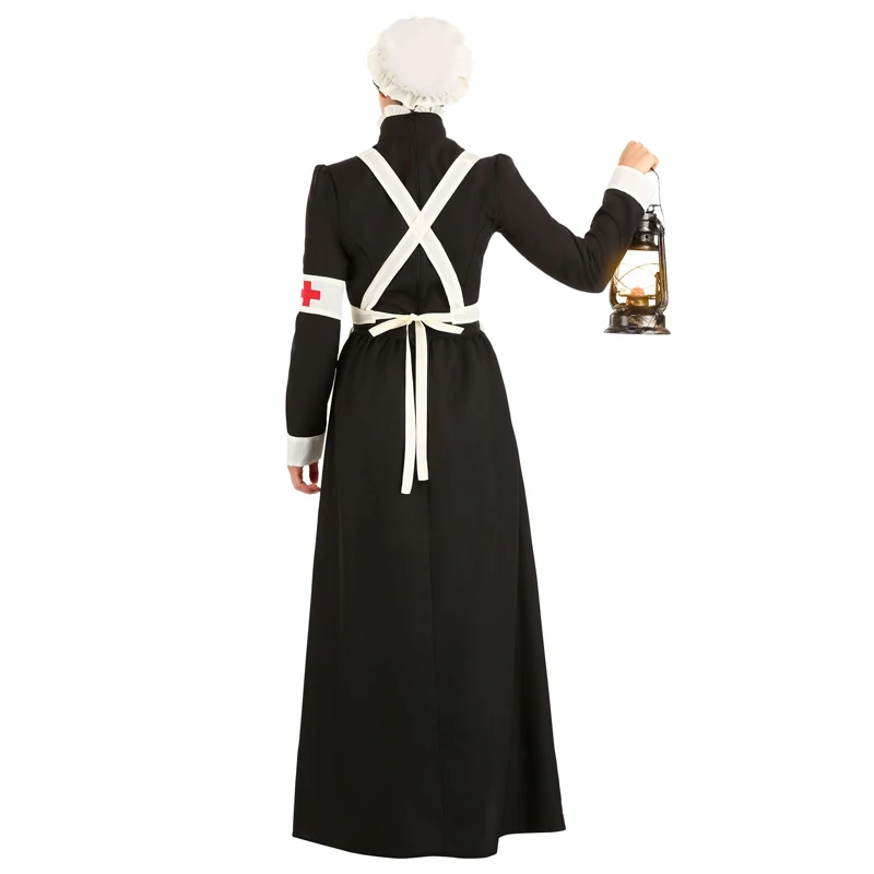 Carnival Halloween Lady Middle Ages War Doctor Nurse Costume Convent Nun Cosplay Fancy Party Dress