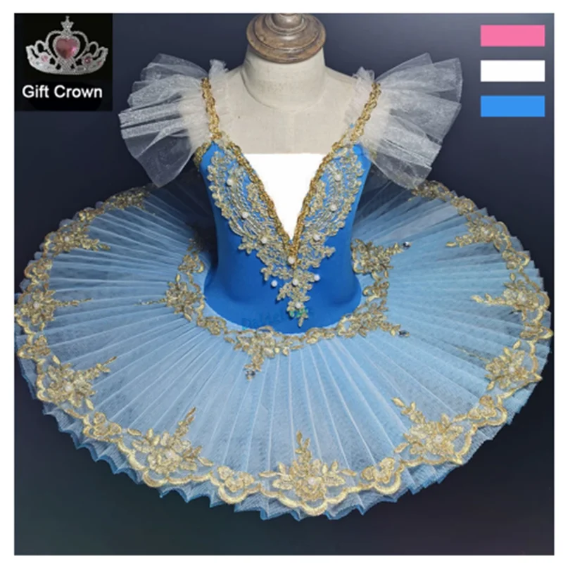 

Professional Ballet Tutu Girls Blue Pink Platter Pancake Tutu Ballerina Party Dress Adult Women Child Kids Ballet Dance Costume