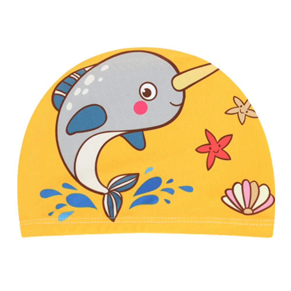 Cute Waterproof Swimming Caps Protect Ears Long Hair Sports Swim Pool Hat Cartoon Swimming Caps for Kids Elastic Printed Caps