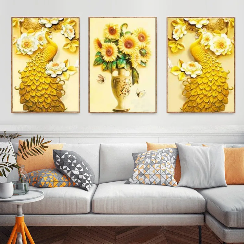 

Special Diamond Painting Embroidery DIY Decoration Home Wall Art Diamond Cross Stitch Kits Mosaic Full Drill Sunflowers Peacock