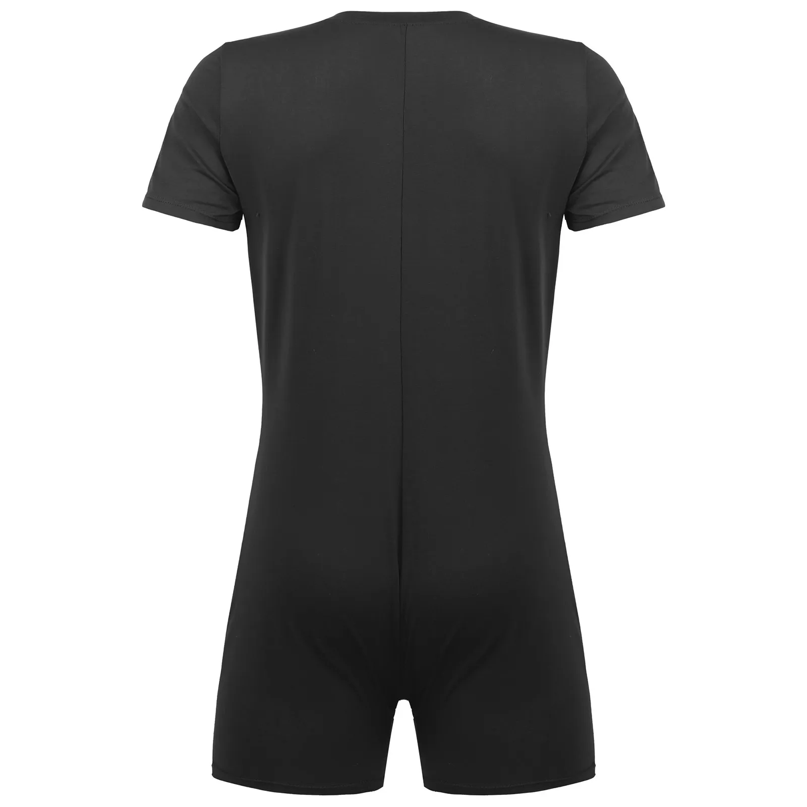 TiaoBug Summer Men Round Neck Short Sleeve Jumpsuit Sports Exercise Running Casual One-Piece Swimming Bathing Rompers