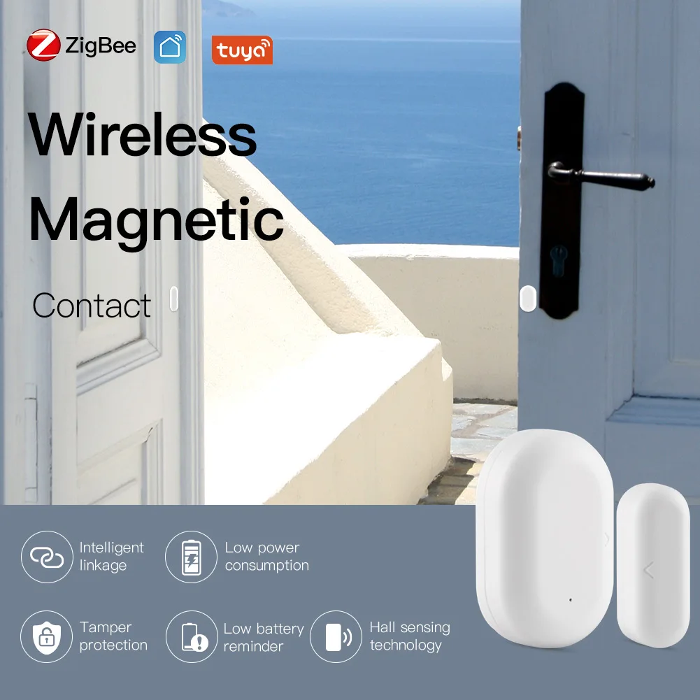 Sensor de puerta inteligente Tuya Zigbee, detectores de puerta abiertos/cerrados, alarma de Casa Wifi, Compatible con la aplicación Alexa Google Home Smart Life