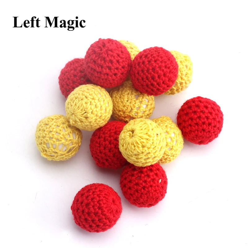 2pcs Crochet Ball (Red/yellow Available, Dia 2.1cm) Magic Tricks Accessory for Cup & Balls /Chop Cup Classic toys