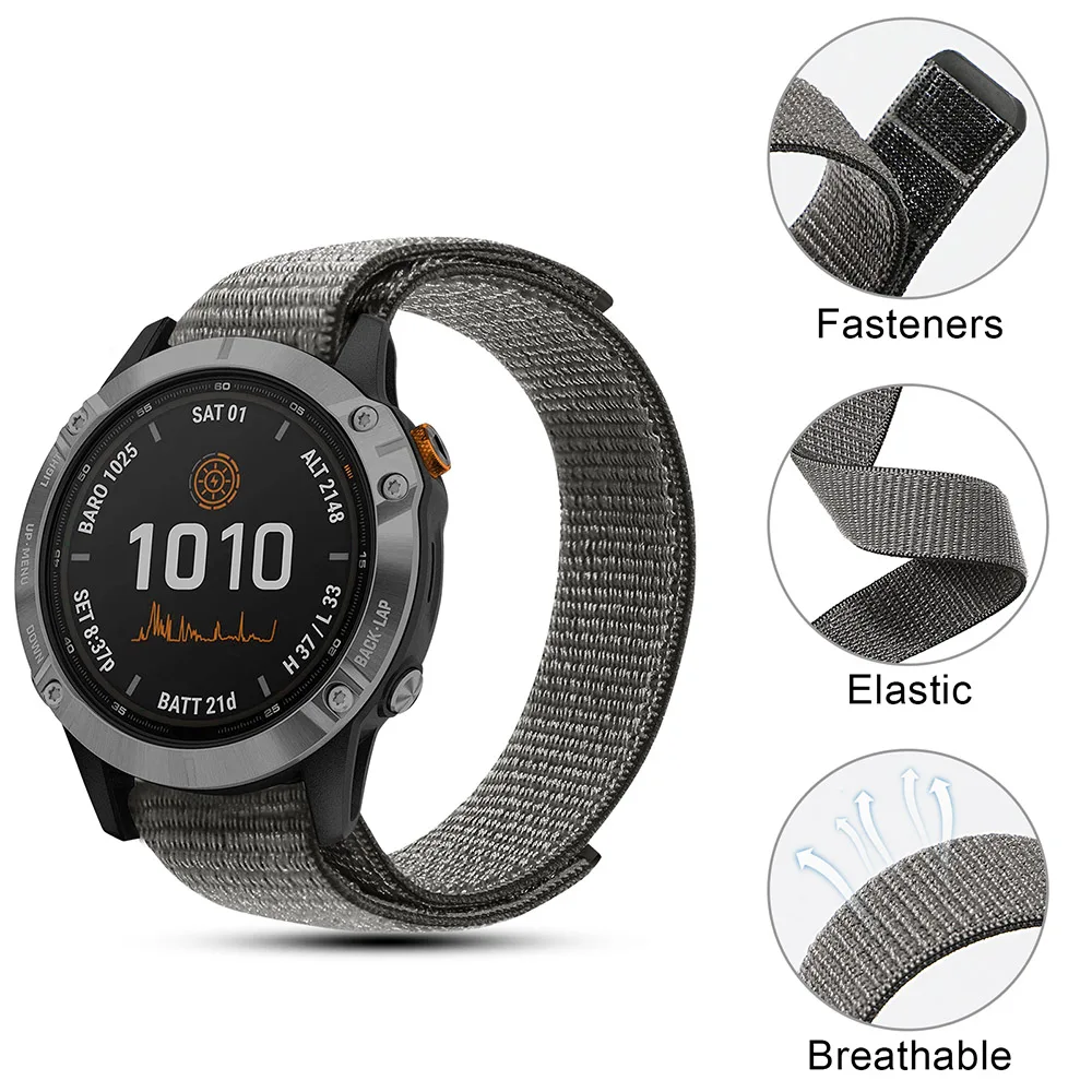 Woven Nylon Strap for Garmin Fenix 6 6S Pro 5 5S Plus Replacement Watch Band For Garmin Forerunner 935 945/Quatix 6 5