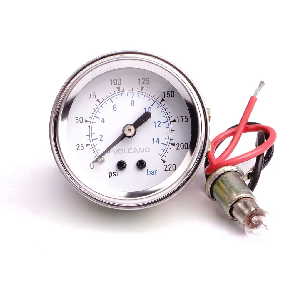 single needle Air gauge 2inch  dia.52mm 0-220PSI 12V backlight press gauge mini barometer /pneumatic suspension part