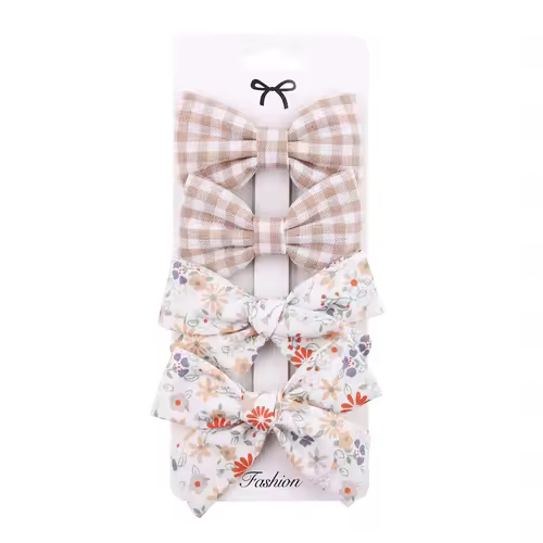 4Pcs/set Leopard Dot Print Bowknot Hair Bow Clips Baby Girls Lace Cotton Linen Barrettes Safety Hairpins Headwear Accessories - Image 7
