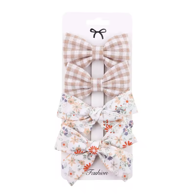 4Pcs/set Leopard Dot Print Bowknot Hair Bow Clips Baby Girls Lace Cotton Linen Barrettes Safety Hairpins Headwear Accessories - Image 7