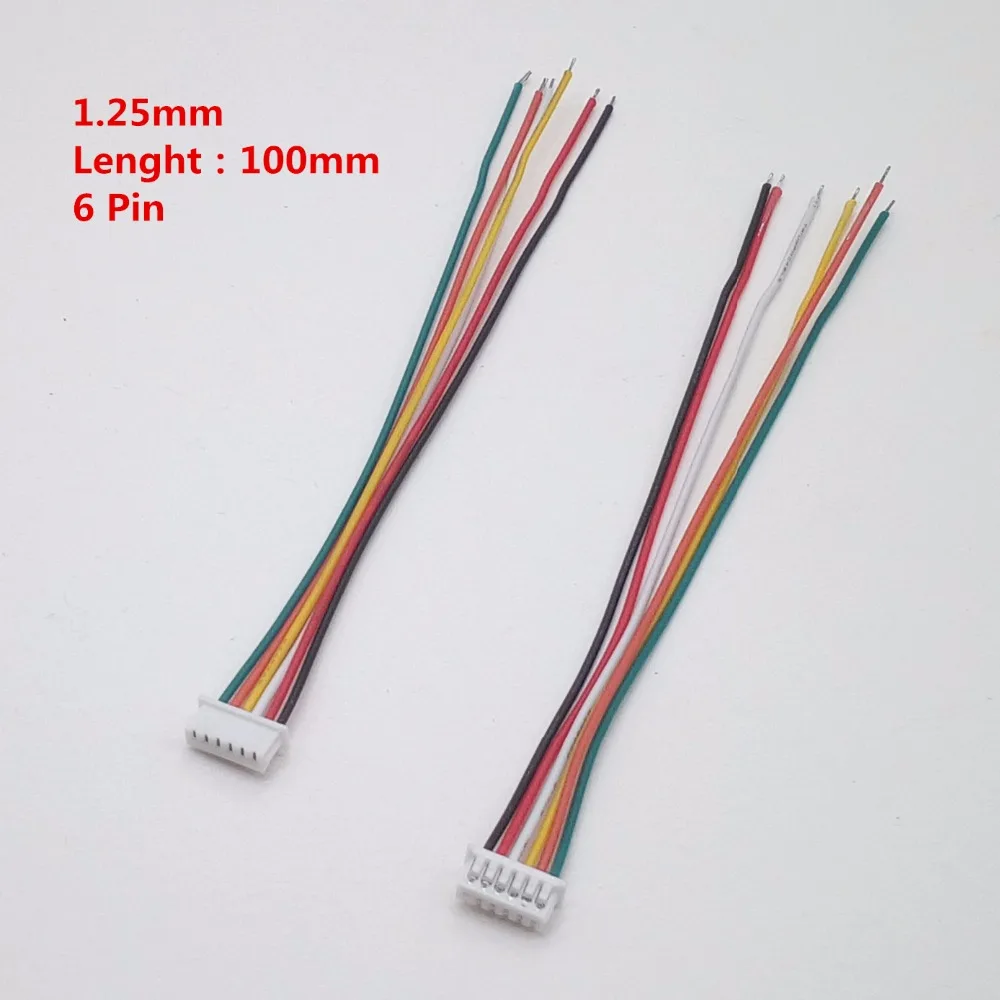 100Pcs/Lot 1.25 Wire Cable Connector JST 2/3/4/5/6/7/8/9/10Pin Electronic Line Single Head Connect Terminal Plug 28AWG 10cm Diy