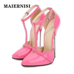 MAIERNISI Women's Pumps Pointed Toe Stiletto Women Shoes 2020 Spring Autumn New Metal Heel High Heels Female Model Catwalk Shoes