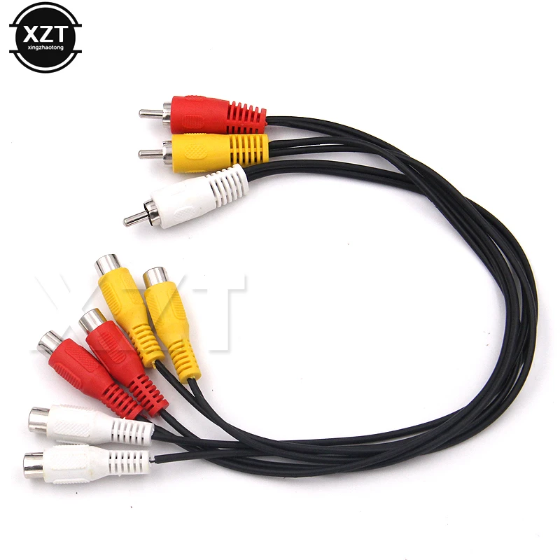 Nowy 3 RCA męski do 6 RCA rozgałęziacz wtyczek żeńskich Audio wideo kabel Adapter AV dla TV odtwarzacz DVD rozgałęźnik wideo kabel RCA HD-TV