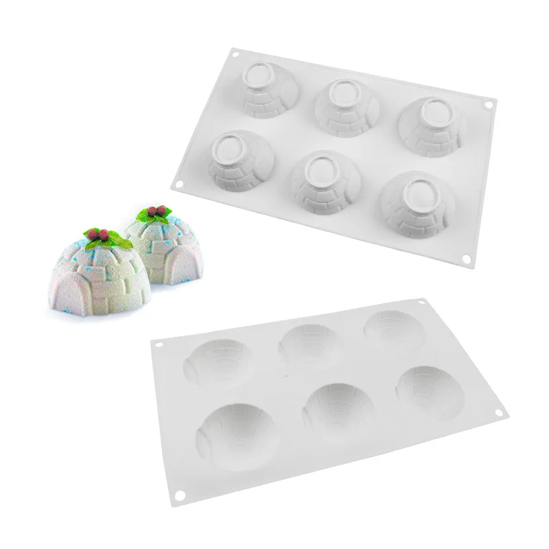 

6 Holes Christmas Ice House Silicone Mold DIY Cake Baking Decoration Fudge Pudding Cake Chocolate Mold Christmas Cake Mold