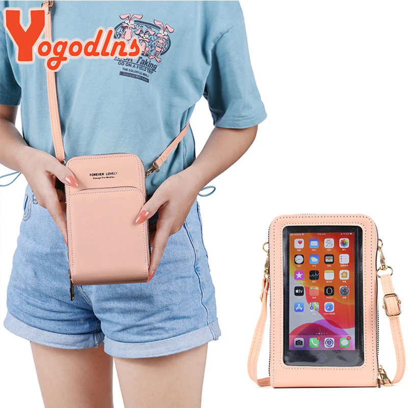 Yogodlns Three-layer Touch Screen Bag Female Crossbody Bag New trendy zipper multifunctional Shoulder Bag Mobile Phone Bag