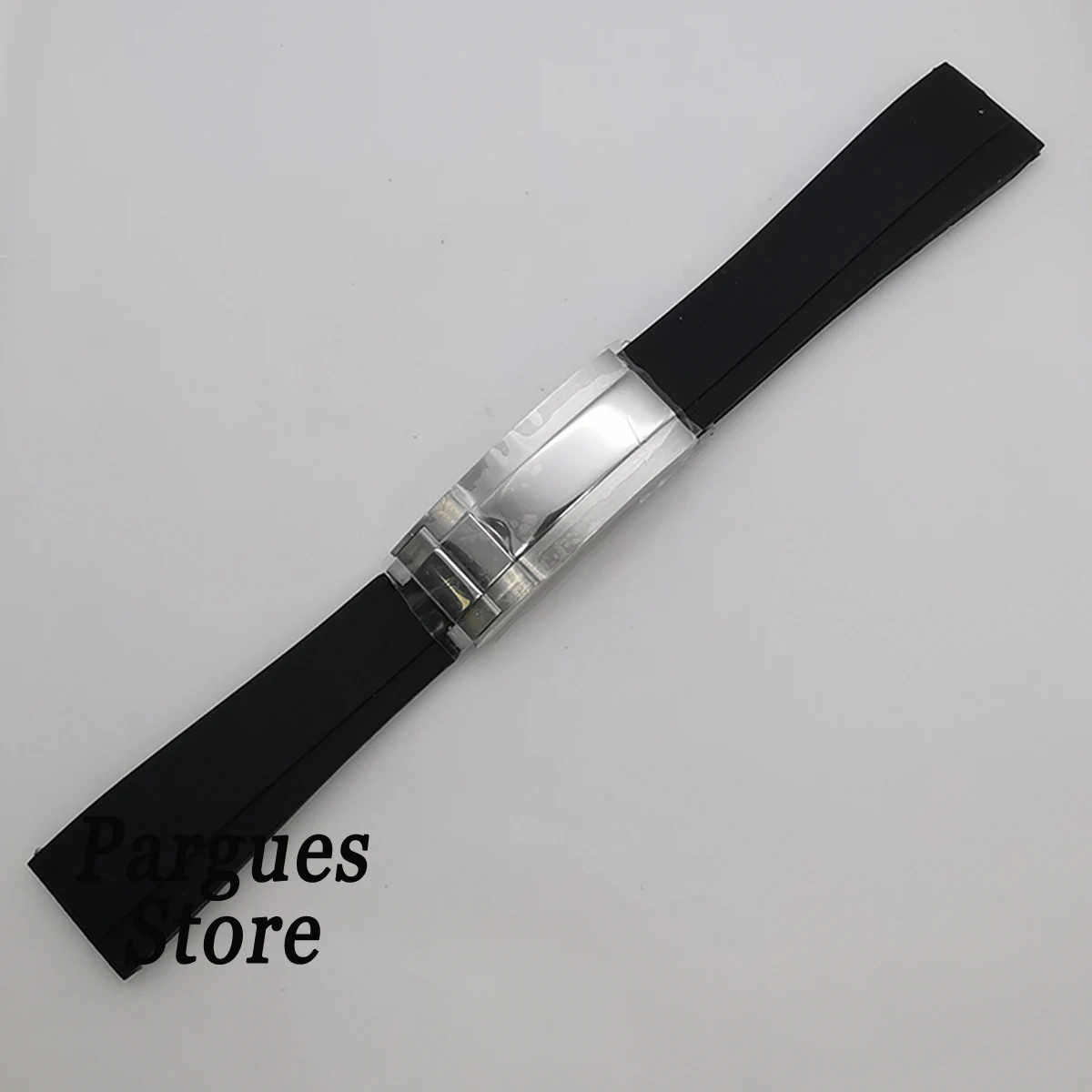 20mm black blue green white rubber strap curved end watch band with steel stainless steel buckle