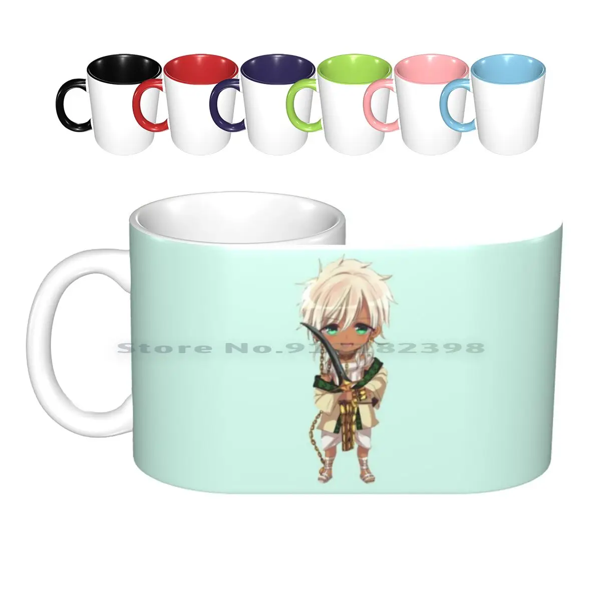 Sharrkan Amun-Ra Chibi Ceramic Mugs Coffee Cups Milk Tea Mug Sharrkan Magi Anime The Labyrith The Labyrinth Of Magic Sharurukan