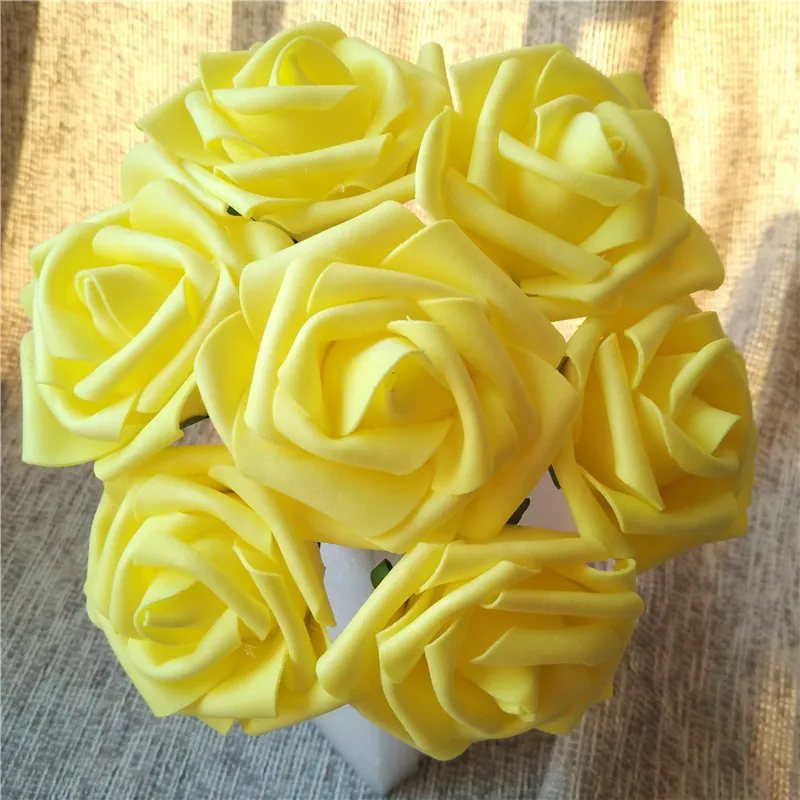 Lime Bright Yellow Flowers Artificial Roses For Wedding Table Centerpiece Cake Decor Wedding Bridal Bouquets Flowers LNPE023