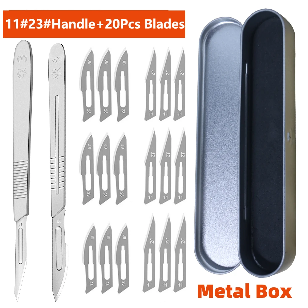 10 Stück Klingen Edelstahl Chirurgisches Skalpell 11 # 23 # Abnehmbare Aufbewahrungsbox mit Metallgriff für Pflanzenpfropfen, Schnitzen, DIY-Reparaturen – Detail 20