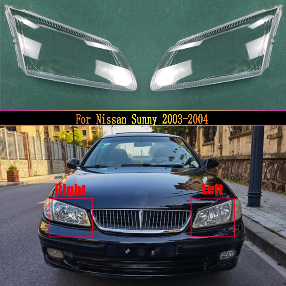 For Nissan Sunny 2003 2004 Headlight Lens Cover Transparent Lampshade Headlamp Shell Plexiglass