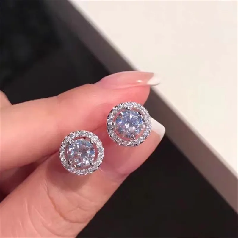 CC Stud Earrings For Women 925 Silver Needle Cubic Zircon Wedding Romantic Fine Jewelry Engagement Brincos Drop Shipping CCE032