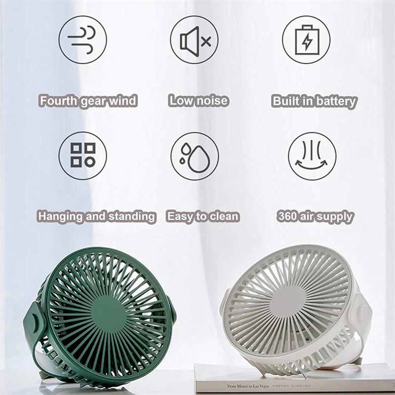 الإبداعية مروحة سقف ضوء الليل 4000Mah Usb قابلة للشحن معلقة المشجعين التخييم المشجعين 4gear مروحة صغيرة محمولة مع مصباح Led