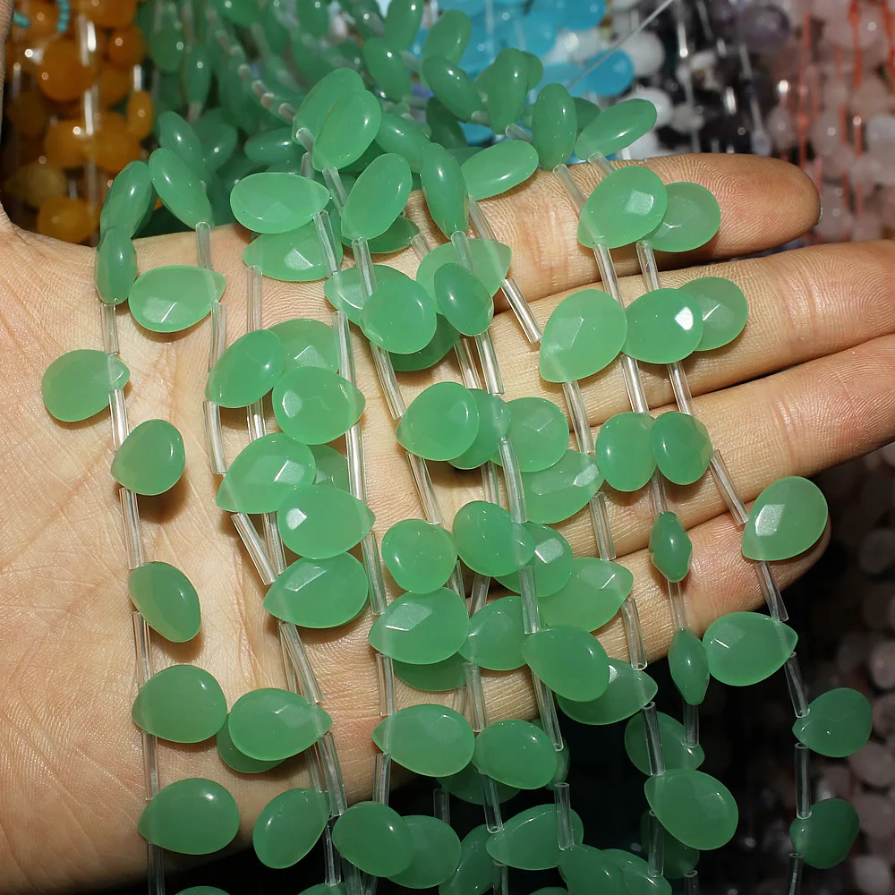 Natural Stone Crystal Aventurine Beaded Charms Jewelry Making 10*12mm Drop-shaped Piece Loose Beads DIY Bracelet Necklace Parts