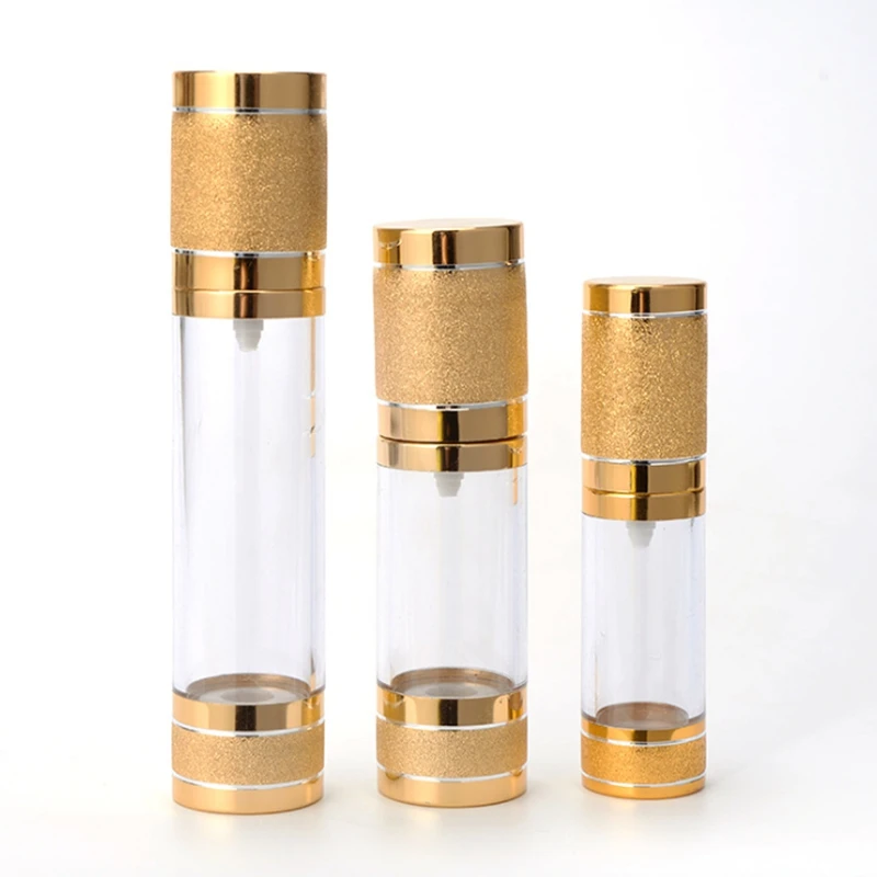 500pcs Gold Pink Cosmetic Airless Bottle 15ml 30ml 50ml Refillable Pump Dispenser Bottles For Lotion Cosmetics Container