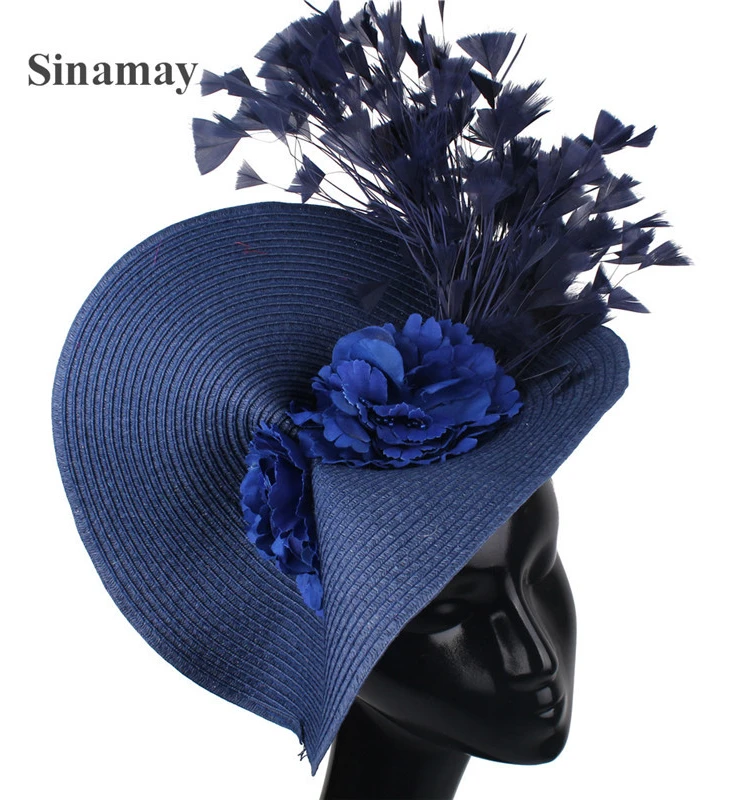 MZ001ดอกไม้หรูหราคลาสสิกผู้หญิงสุภาพสตรีเจ้าสาวออกแบบใหม่คริสต์มาสSinamay Hair Fascinatorหมวกสำหรับสุภาพ...